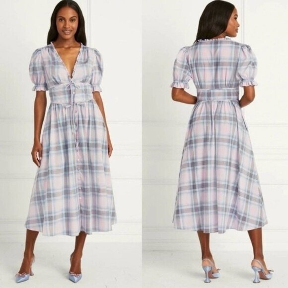Hill House Dresses & Skirts - Hill House Sabrina Nap Dress in Spring Plaid Blue Pink Cottagecore Farmhouse M •